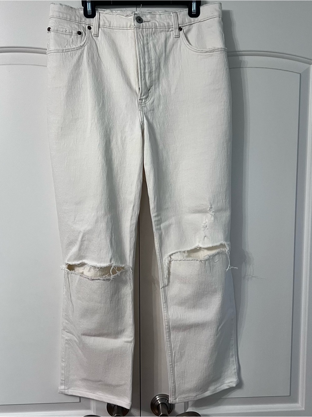 Abercrombie & Fitch Cream High-Rise Straight Jeans